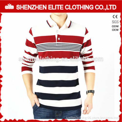 Fashion Trendy Fancy Stripes Mens Long Sleeves Polo Shirts